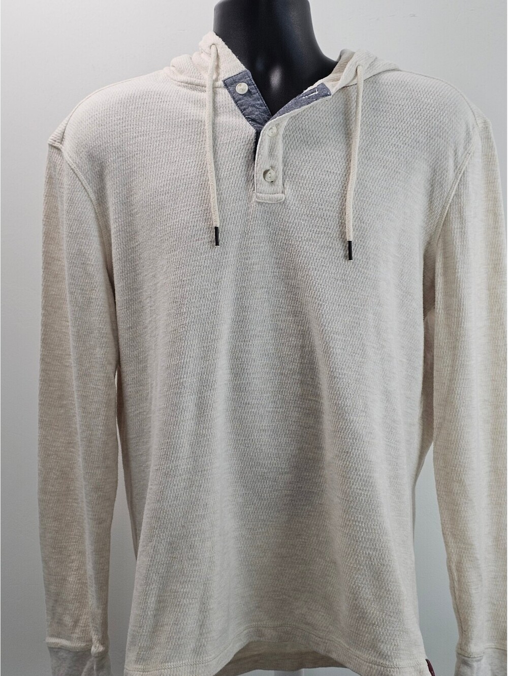 Alesbury Men's Lightweight Cotton Hooded Pullover, Size Large, Cream